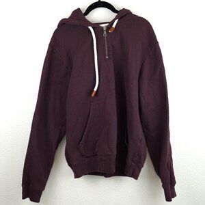 Fundamental Coast Maroon 1/4 Zip Hoodie Size M‎ Cozy Cotton Blend Pullover